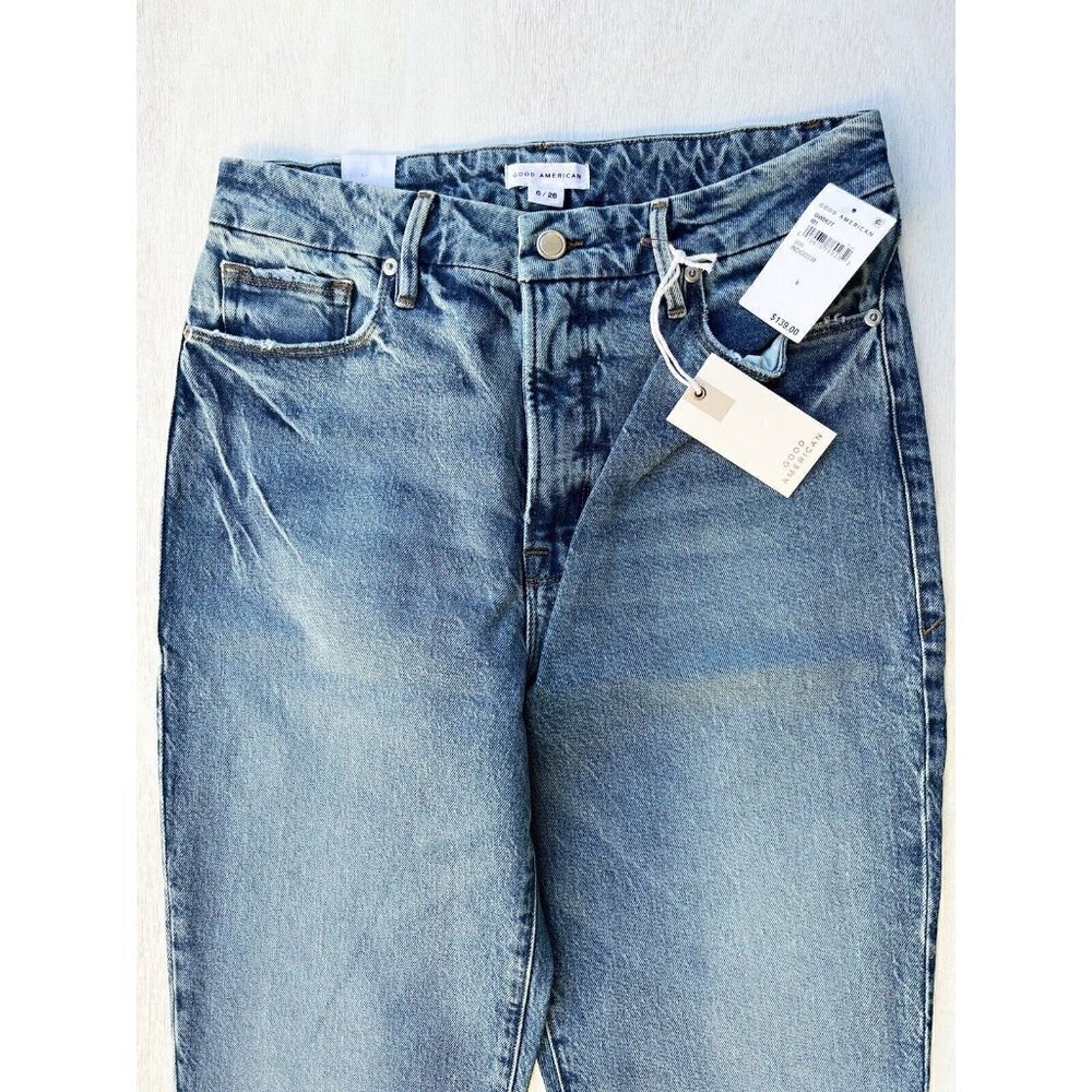 Good American Women's The Weekender Relaxed Fit Straight Leg Indigo339 Jeans - Picture 8 of 15